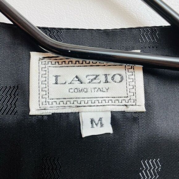 Lazio Como Italy Vest Waistcoat Mens M Black Silver Buttons Formal Western Aztec - Picture 3 of 6